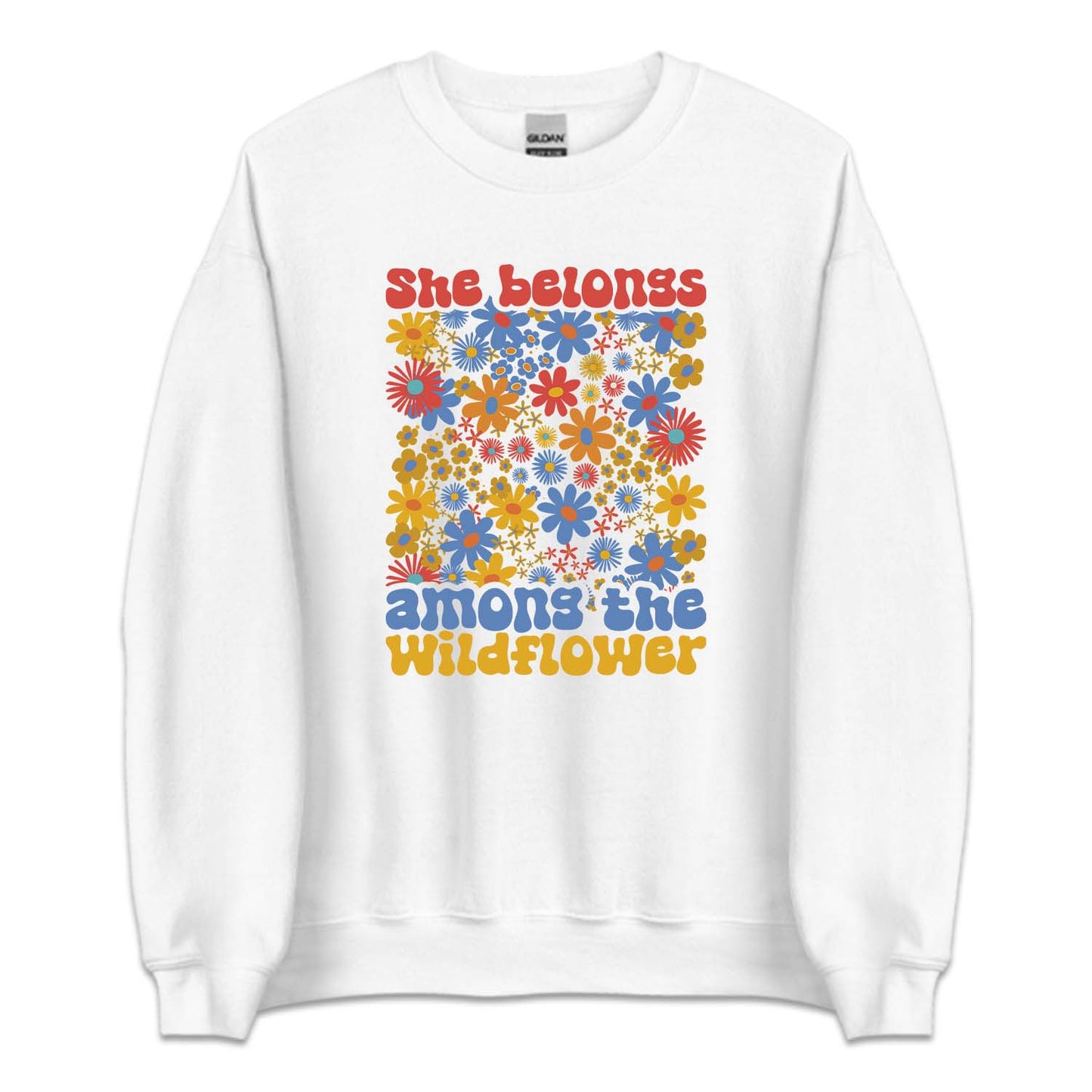 She Belongs Among The Wildflower Retro Groovy Flowers | PRODUCT CODE: SHBLGNAMWF