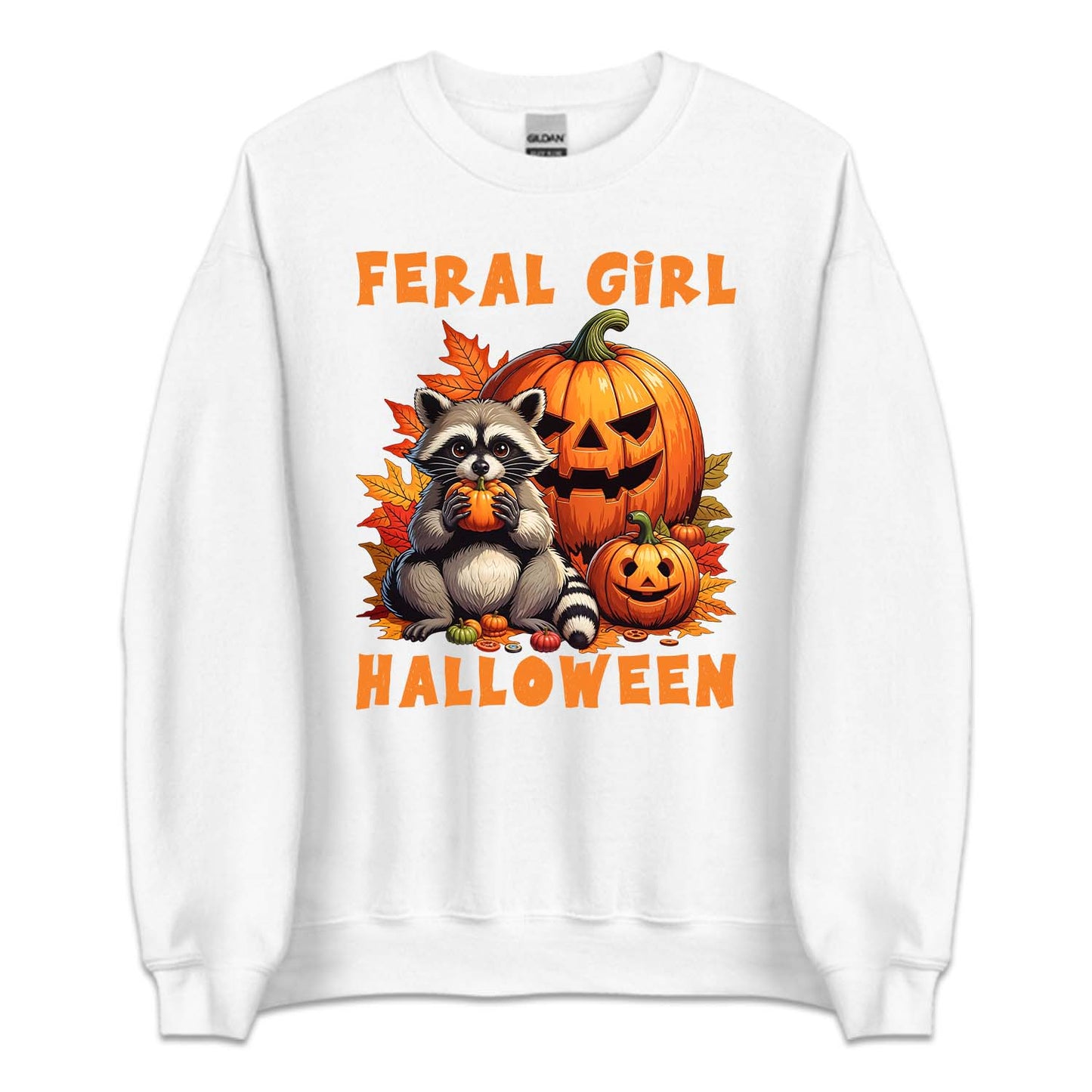 Feral Girl Halloween Spooky Raccoon & Pumpkin Autumn | PRODUCT CODE: FRGLEHWNE