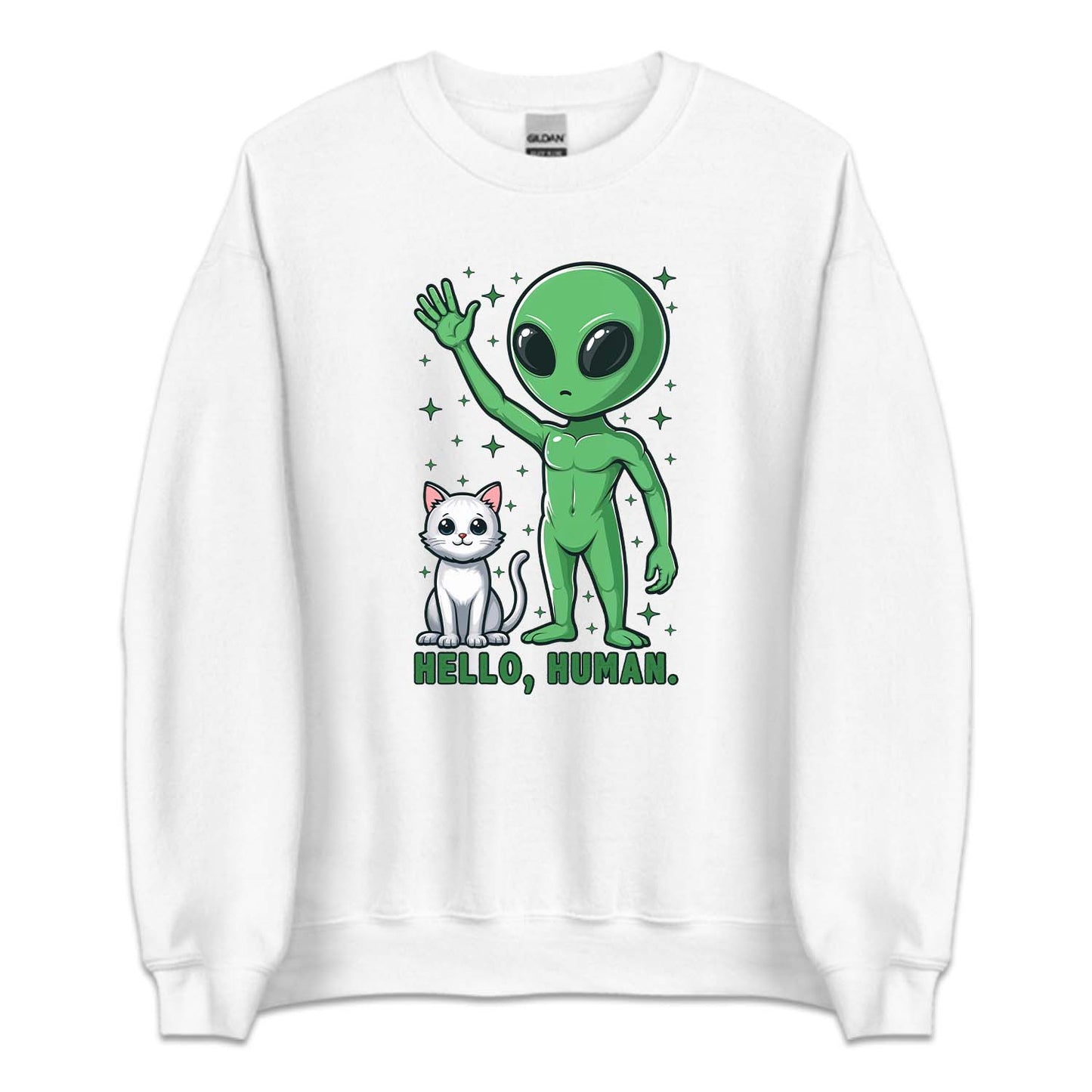 Hello Human Alien and Cat Funny Sci-Fi | PRODUCT CODE: HLUMNALCG