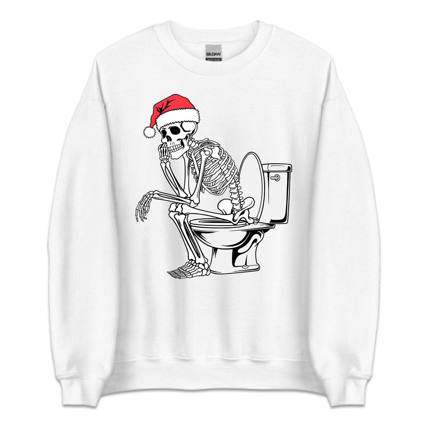 Christmas Skeleton on Toilet Dark Humor Sarcastic Xmas | PRODUCT CODE: SKLTCHRMOLW