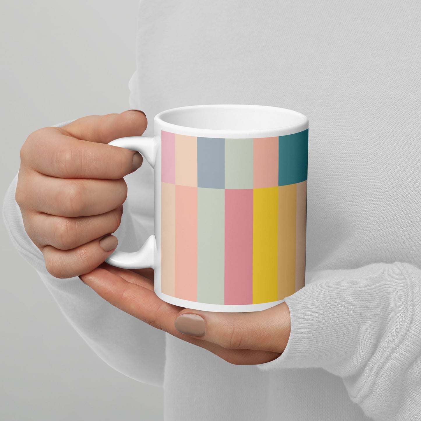 Abstract Pastel Stripes White glossy mug