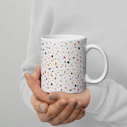 Colorful Terrazzo Pattern White glossy mug