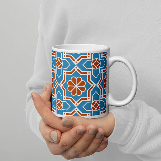 Complex Arabesque Pattern White glossy mug