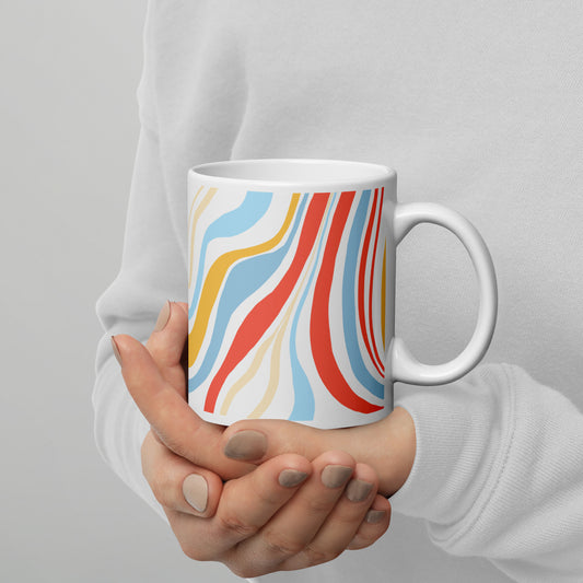 Colorful Wavy Pattern White Glossy Mug