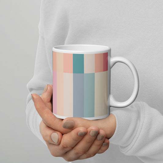 Abstract Pastel Stripes White glossy mug