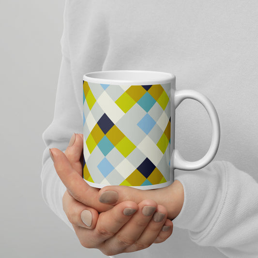 Colorful Geometric Pattern White Glossy Mug