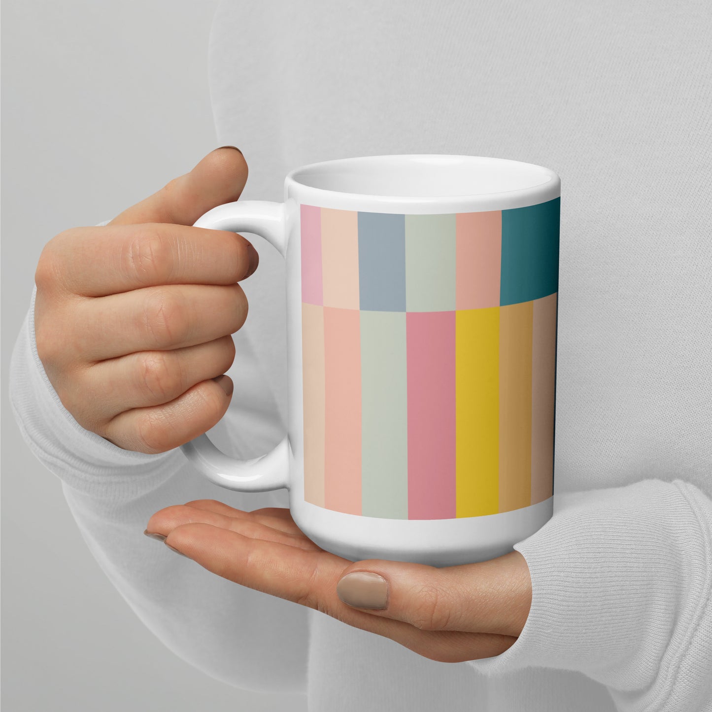 Abstract Pastel Stripes White glossy mug