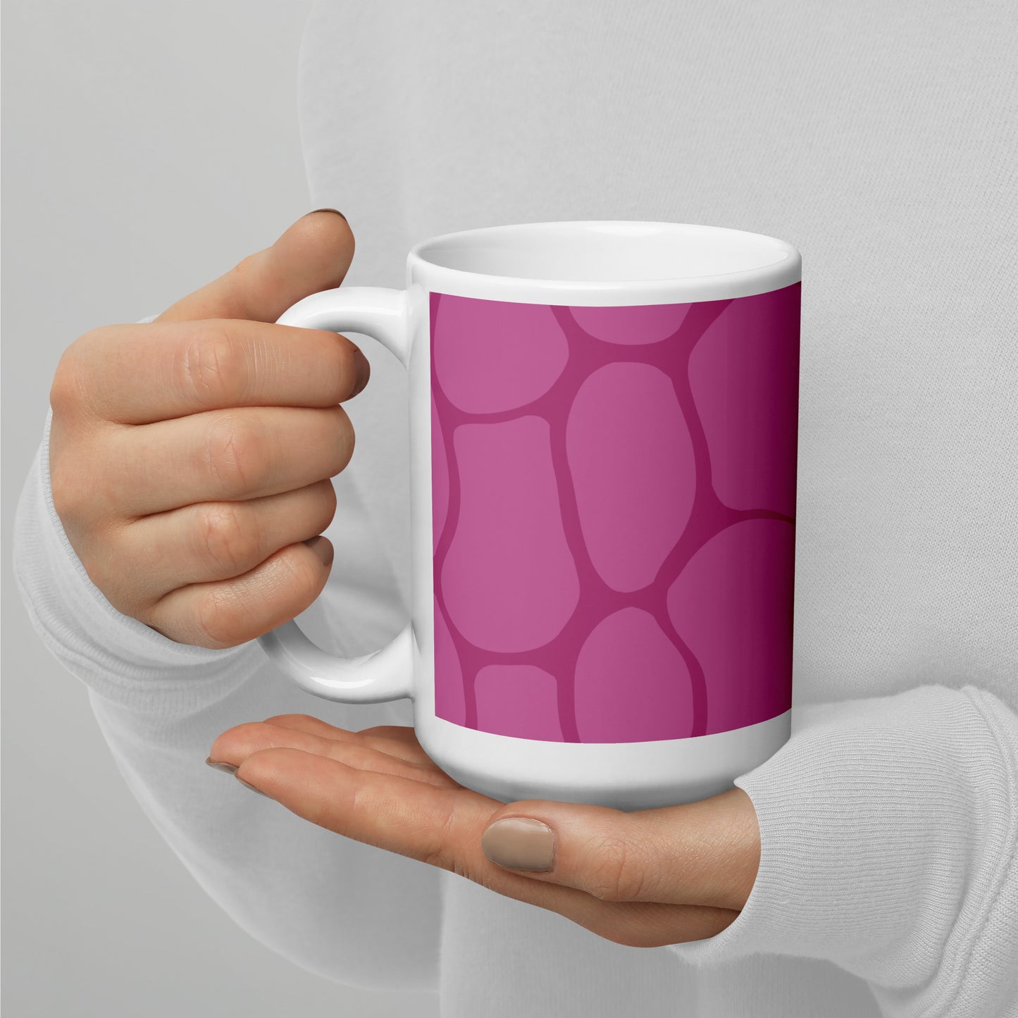 Abstract Pink Pattern White Glossy Mug