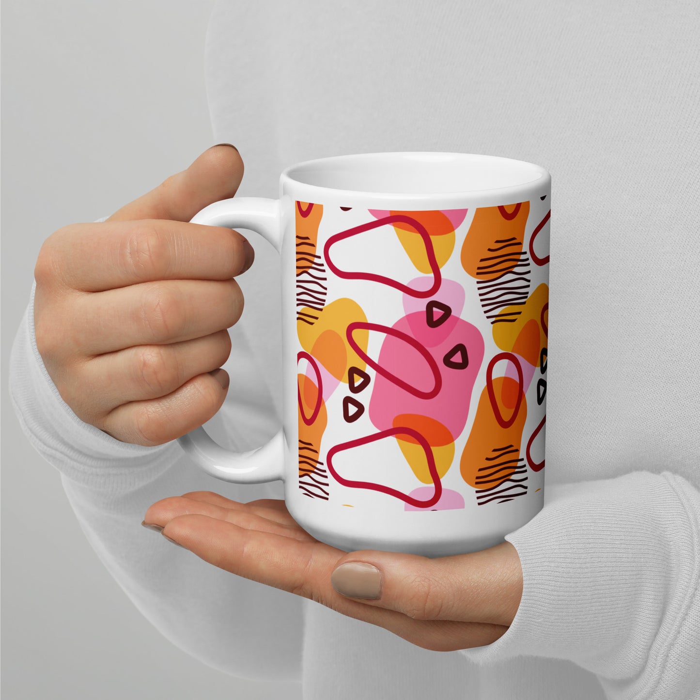 Abstract Doodle Pattern White Glossy Mug