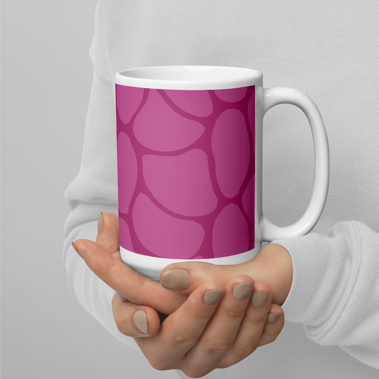 Abstract Pink Pattern White Glossy Mug