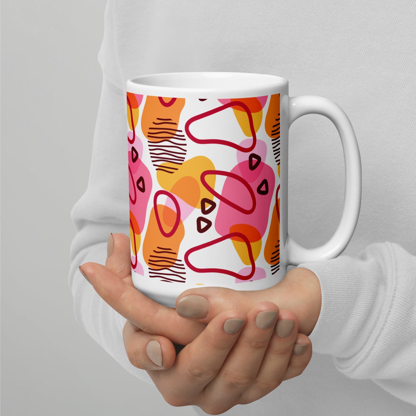 Abstract Doodle Pattern White Glossy Mug