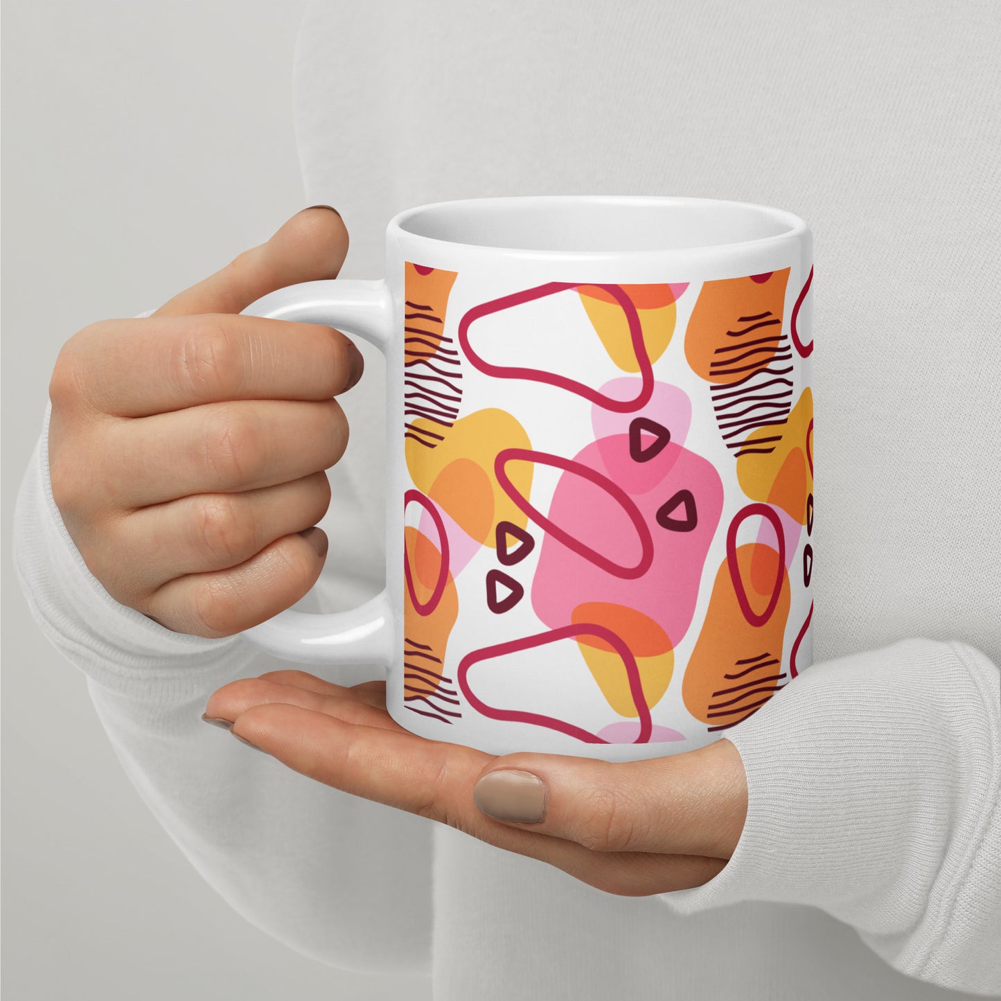 Abstract Doodle Pattern White Glossy Mug