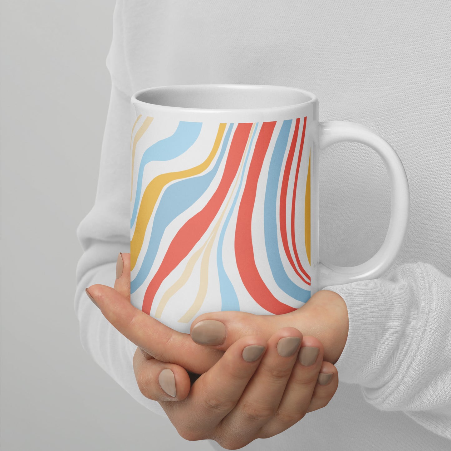 Colorful Wavy Pattern White Glossy Mug