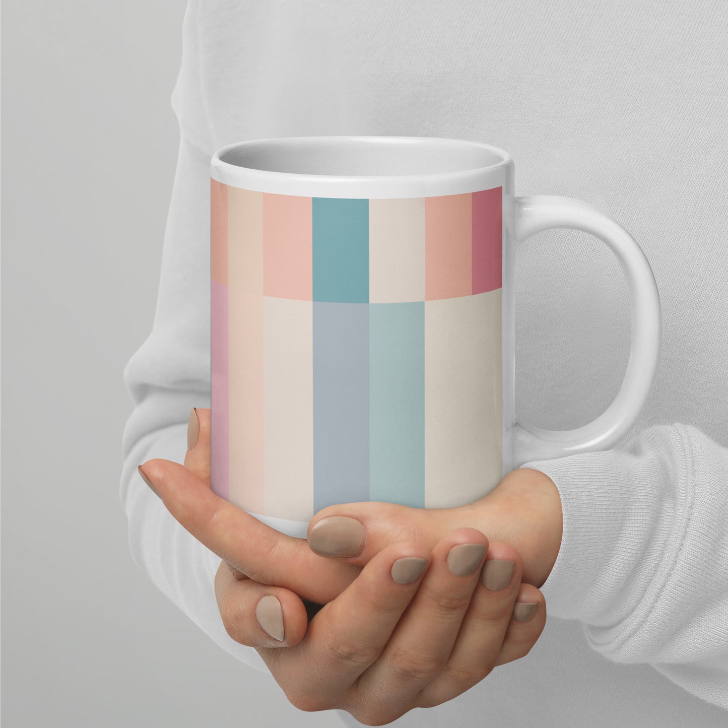 Abstract Pastel Stripes White glossy mug