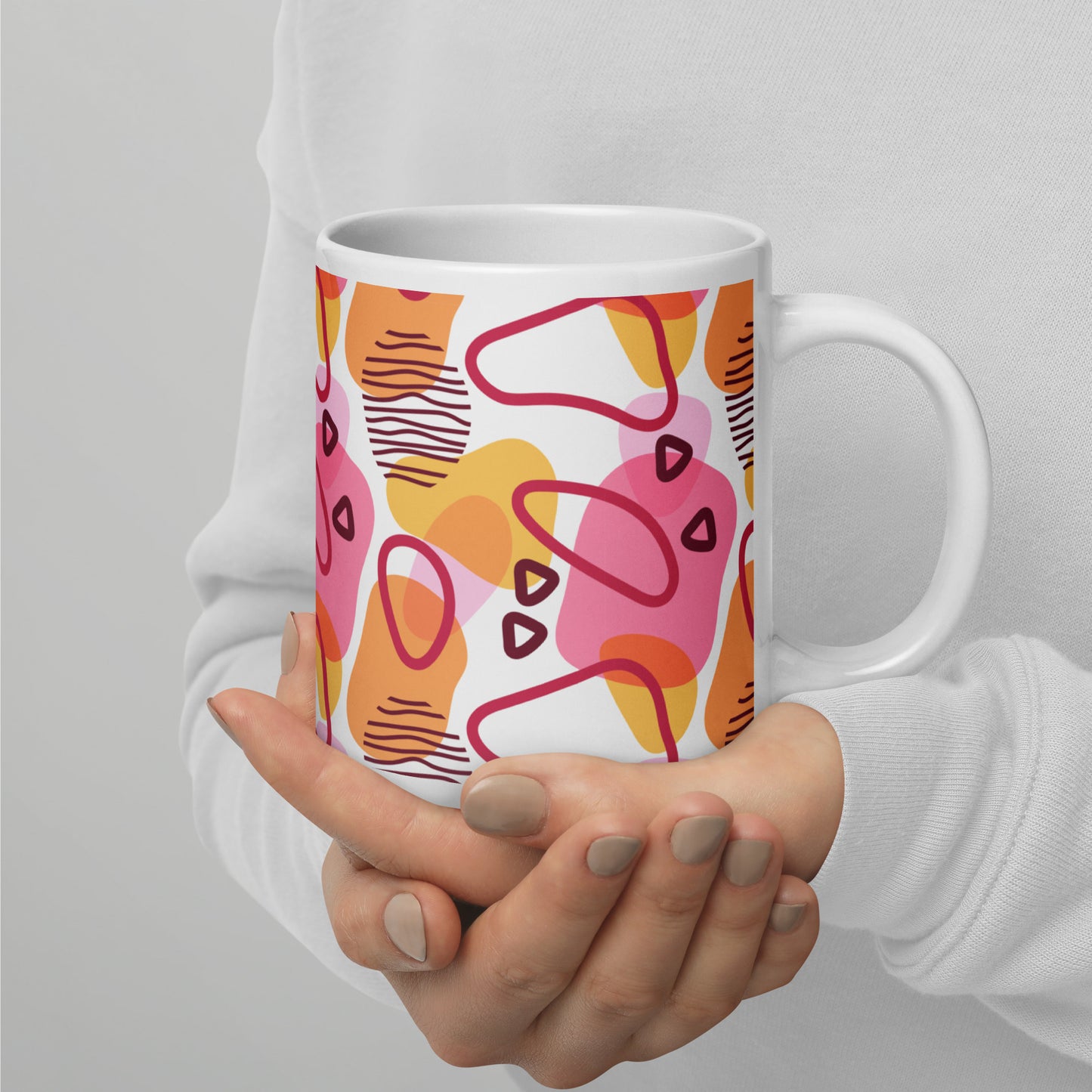 Abstract Doodle Pattern White Glossy Mug