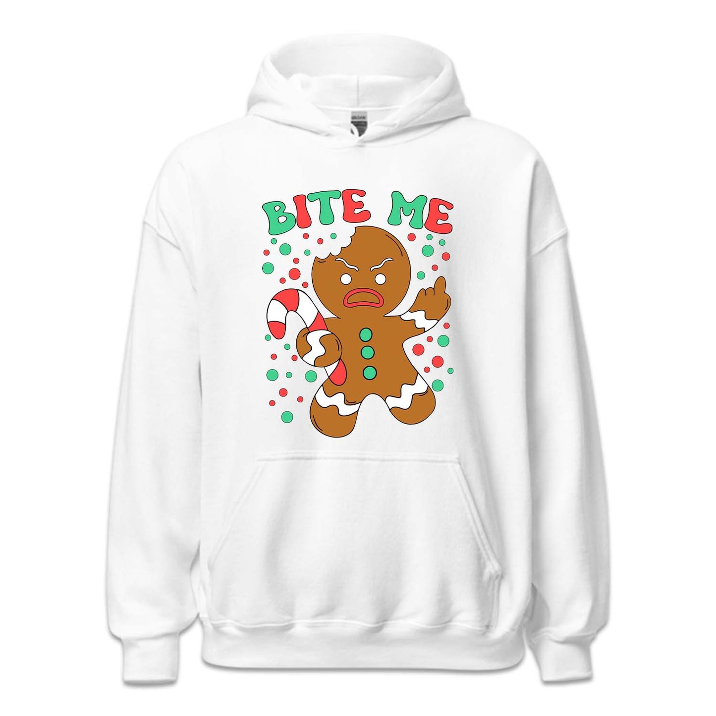Bite Me Gingerbread Man Christmas Funny Middle Finger Sarcastic Xmas | PRODUCT CODE: BTMHDNGRBEA