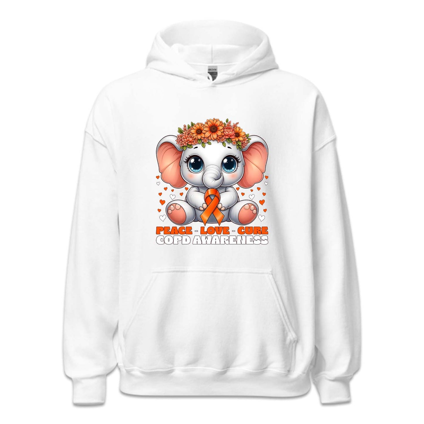 COPD Awareness Peace Love Cure Floral Elephant Lung Health Support | PRODUCT CODE: PCLVCRFLEP