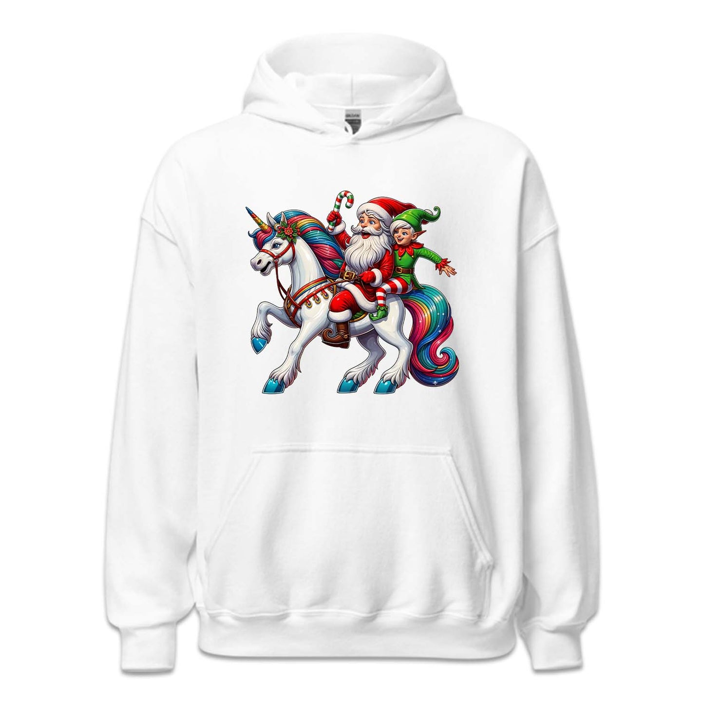 Santa Claus & Elf Riding Unicorn Funny Christmas Magical Xmas | PRODUCT CODE: STANUSDEFLUR