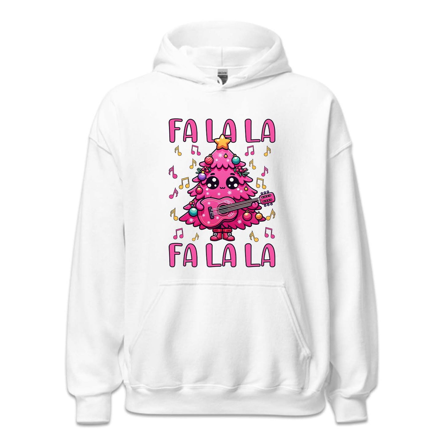 Pink Christmas Tree Holding Guitar FA LA LA LA Festive Music Xmas | PRODUCT CODE: PCTRHLGUTFL