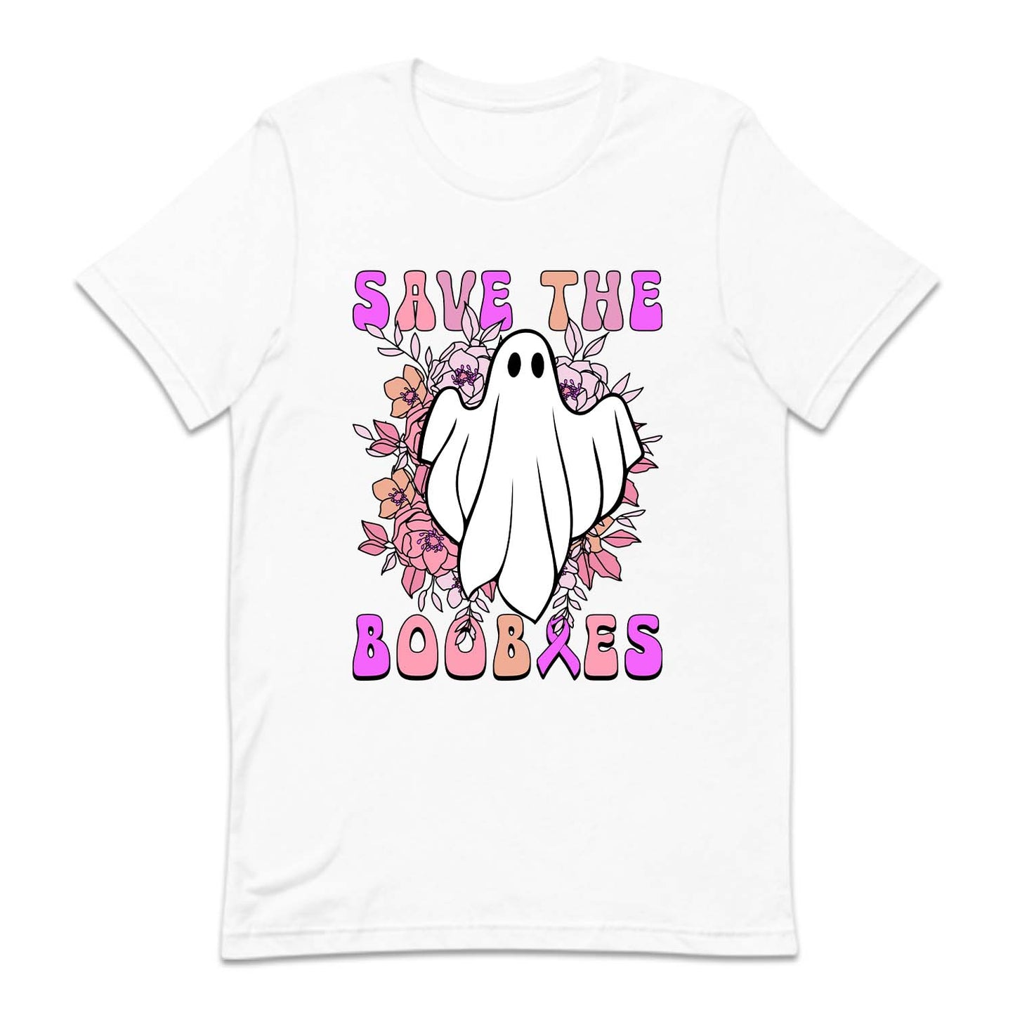 Save The Boobies Ghost With Flowers Halloween Breast Cancer | PRODUCT CODE: SVTHBOISHLB