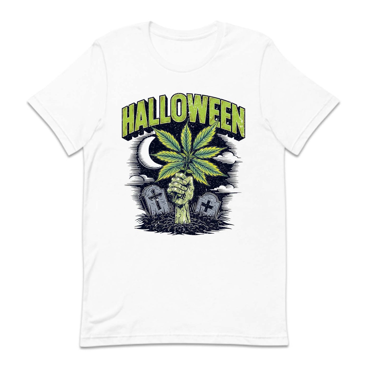 Halloween Cannabis Zombie Hand Holding Weed Leaf | PRODUCT CODE: HLWCNBSZW