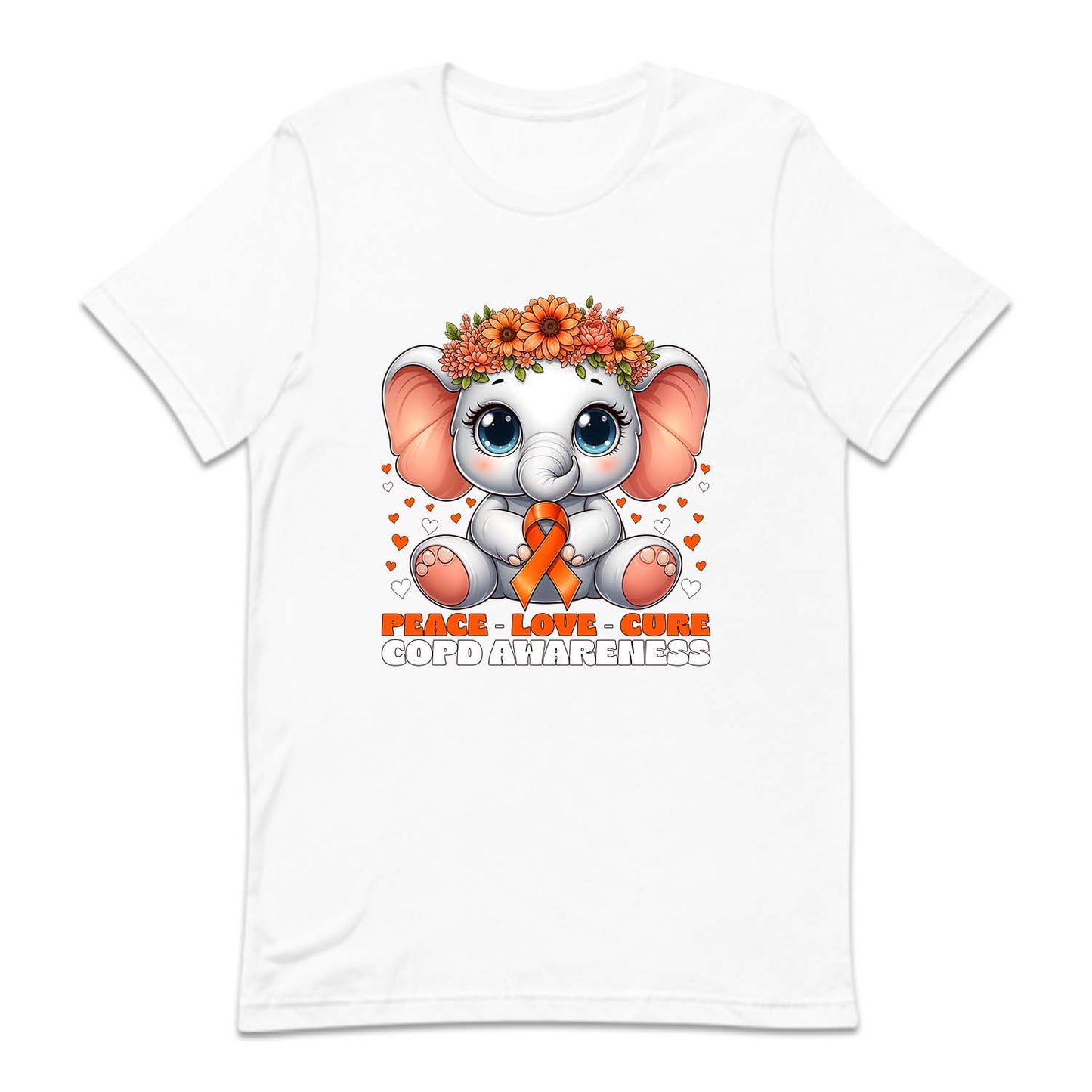 COPD Awareness Peace Love Cure Floral Elephant Lung Health Support | PRODUCT CODE: PCLVCRFLEP