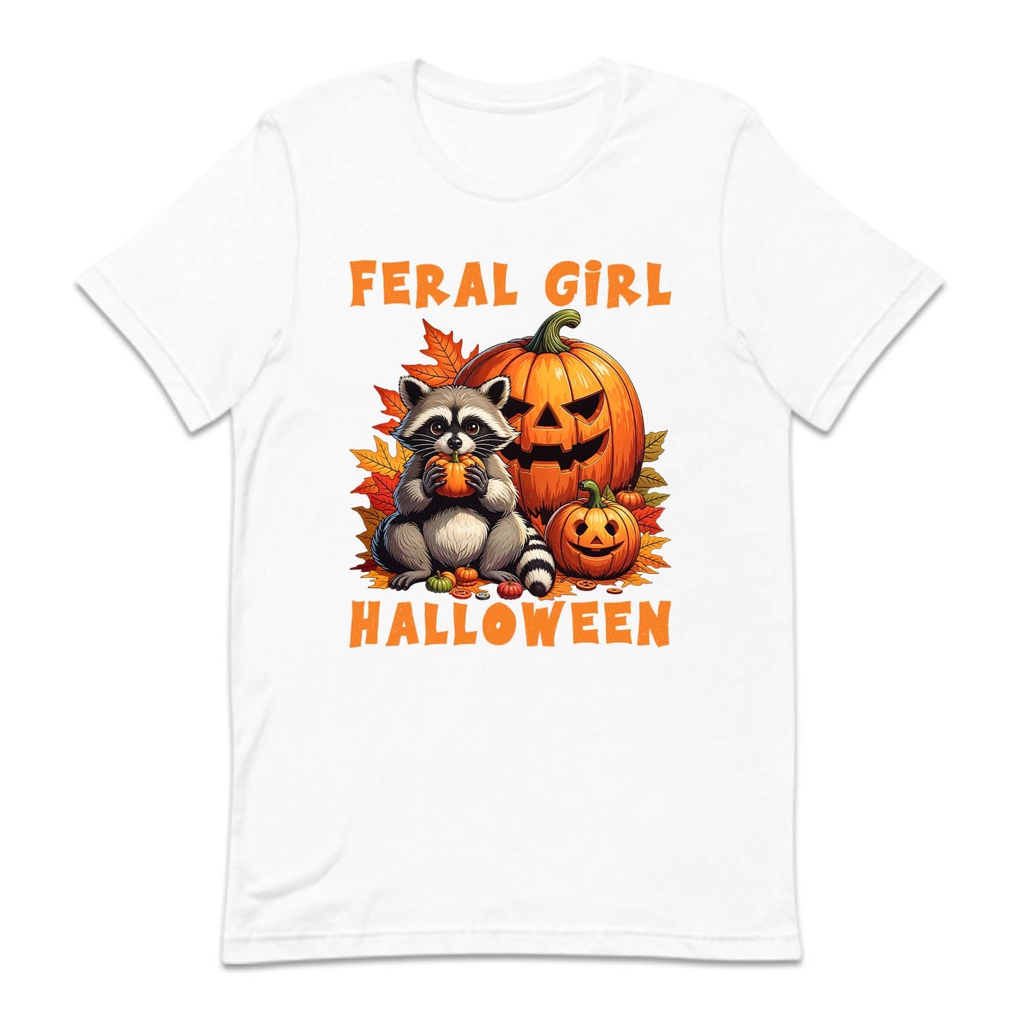 Feral Girl Halloween Spooky Raccoon & Pumpkin Autumn | PRODUCT CODE: FRGLEHWNE