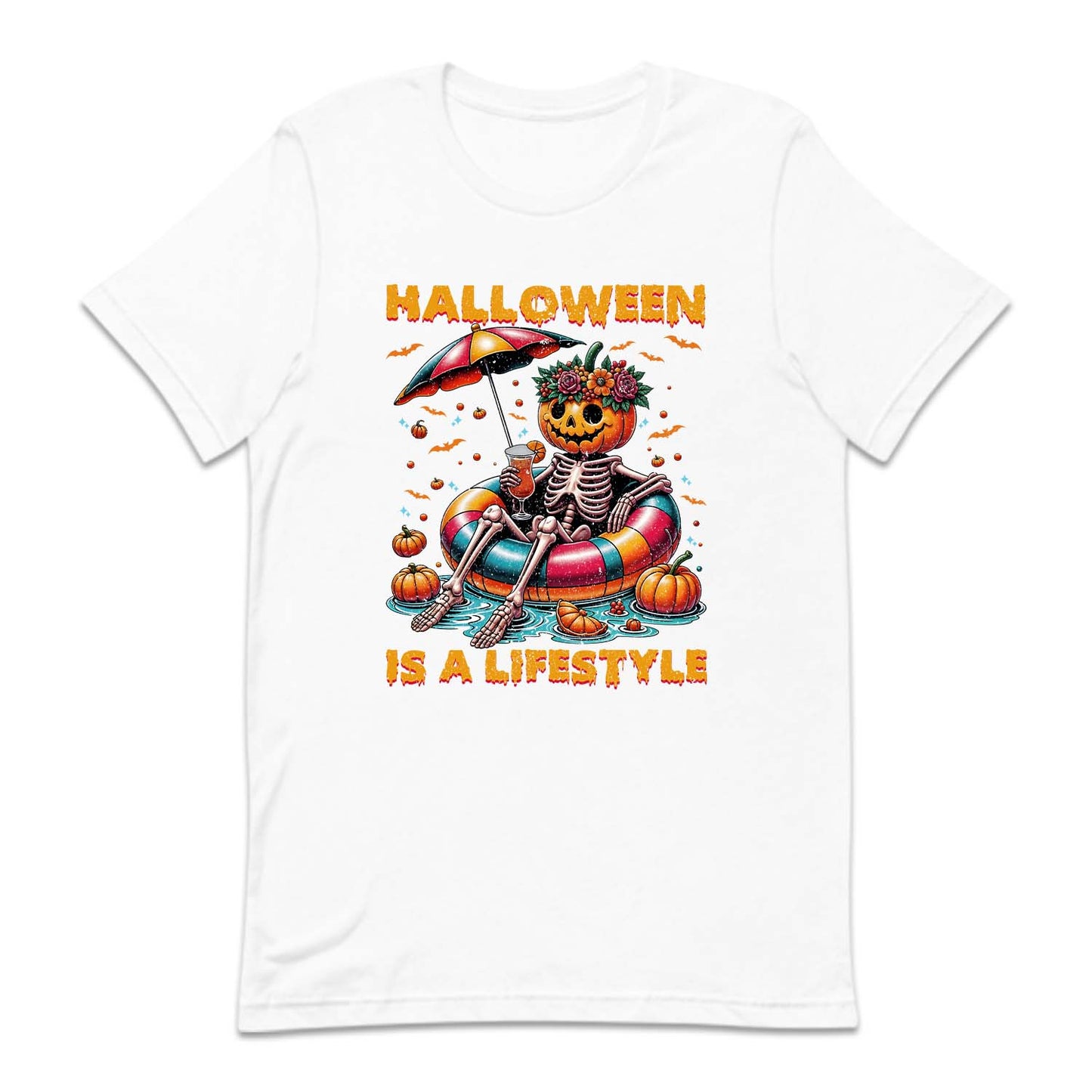 Halloween Is A Lifestyle Spooky Pool Party Pumpkin Skeleton | PRODUCT CODE: HLWSALFSY