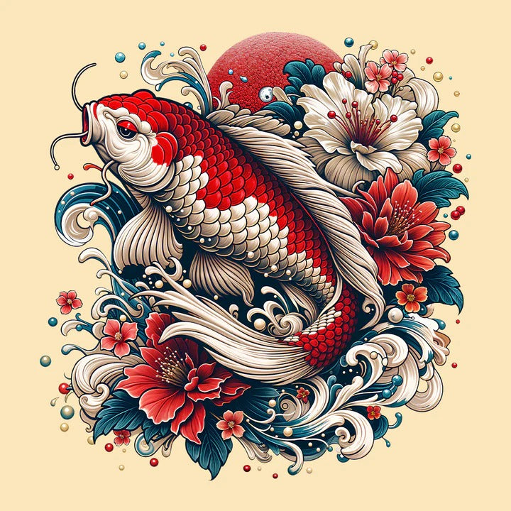 Celebrate Japanese Culture with the "Traditional Fish Pond Japanese Koi Carp Fish" T-Shirt