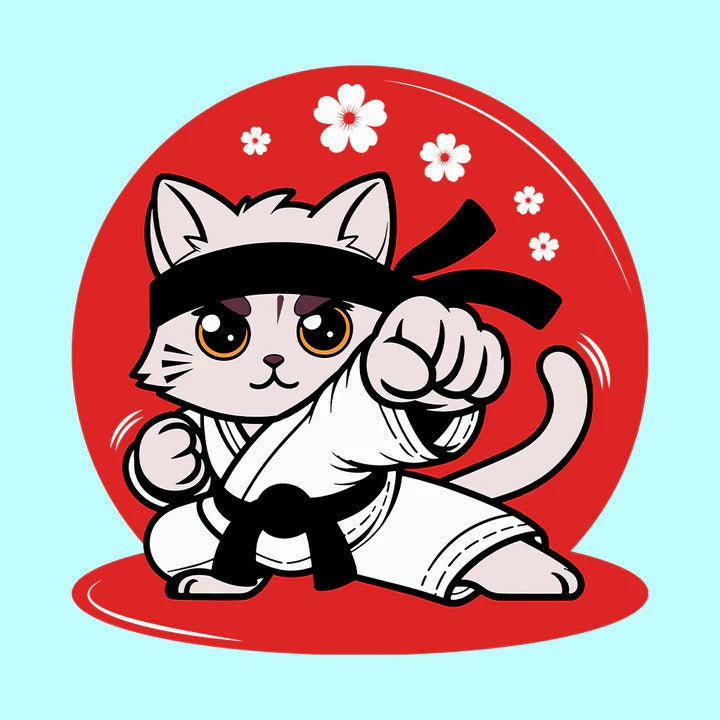 "Cute Anime Karate Cat" T-Shirt: A Fun Fusion of Feline and Martial Arts