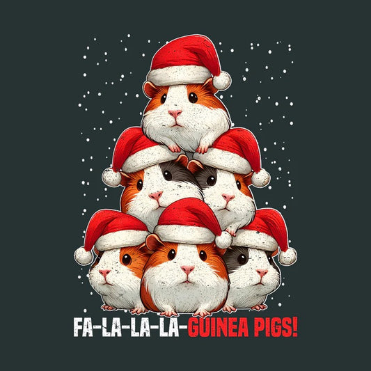 Celebrate the Holidays with the "Fa La La La Guinea Pigs Christmas Xmas Guinea Pig Stack" T-Shirt
