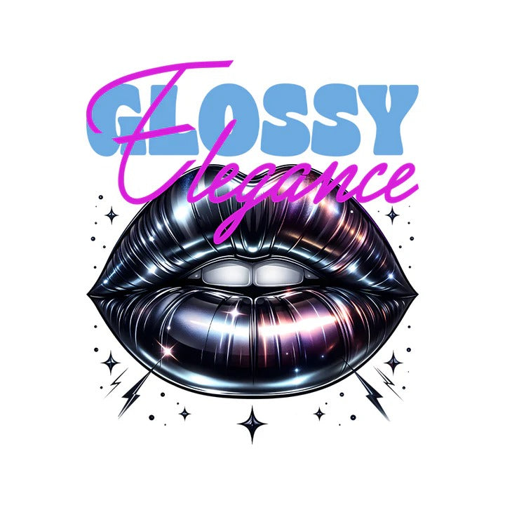 The Ultimate Glam Look: Introducing the Glossy Elegance Metallic Lips T-Shirt