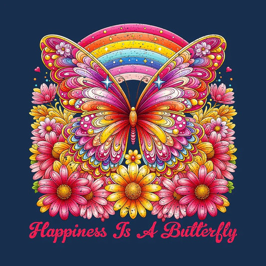 Spread Joy with the "Happiness Butterfly Groovy Positive Vibes" T-Shirt