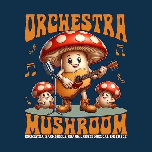 The Whimsical Mushroom Band: A T-Shirt for Music and Nature Lovers Alike