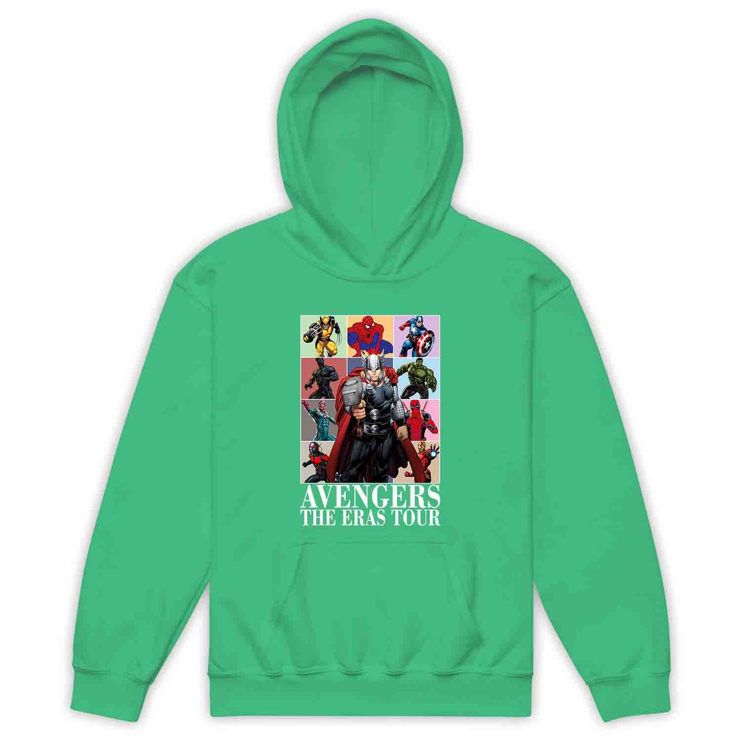 Avengers Eras Tour Kids T-Shirt, Jumper & Hoodie – Retro Marvel Comic Style Featuring Thor, Iron Man, Spider-Man, Hulk & Deadpool | PRODUCT CODE: ABFGEIRS