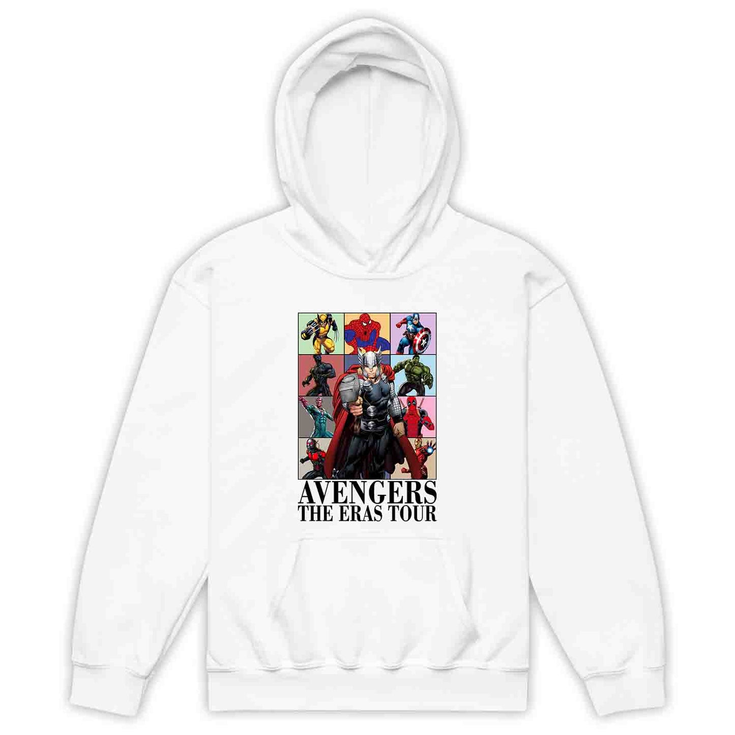 Avengers Eras Tour Kids T-Shirt, Jumper & Hoodie – Retro Marvel Comic Style Featuring Thor, Iron Man, Spider-Man, Hulk & Deadpool | PRODUCT CODE: ABFGEIRS