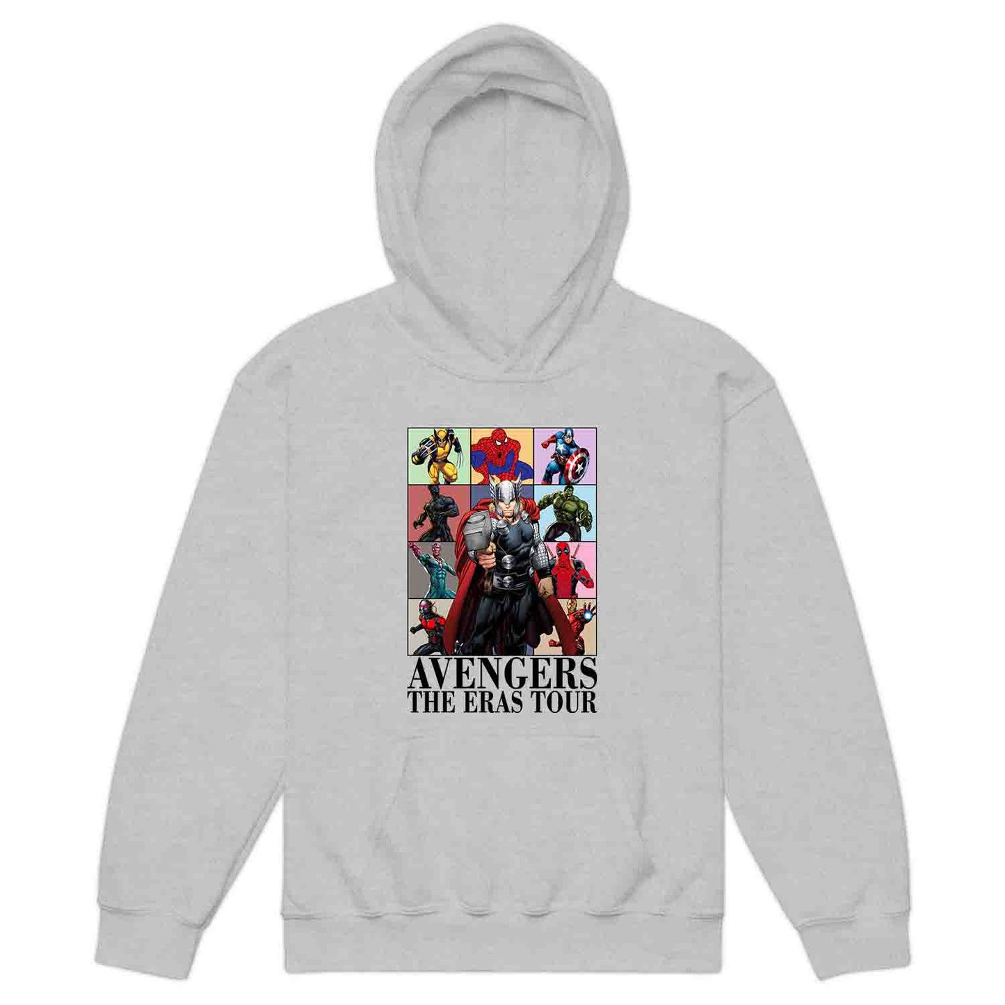 Avengers Eras Tour Kids T-Shirt, Jumper & Hoodie – Retro Marvel Comic Style Featuring Thor, Iron Man, Spider-Man, Hulk & Deadpool | PRODUCT CODE: ABFGEIRS