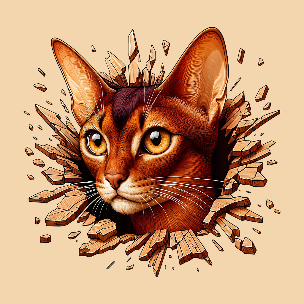 Abyssinian Cat Breaking Through Wall 3D Realistic Cat | PRODUCT CODE: ABSNYCTABRKF