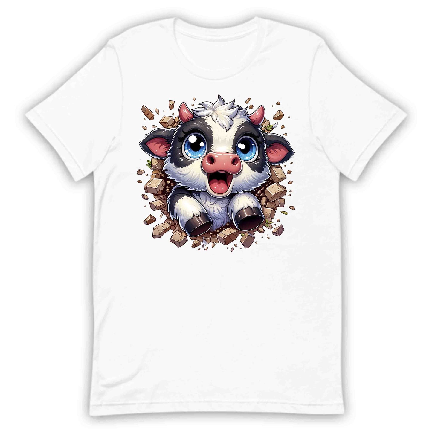 Adorable Cow Breaking Through Wall  3D Realistic Kawaii Cow Lover | PRODUCT CODE: ADBCWOBRKICD