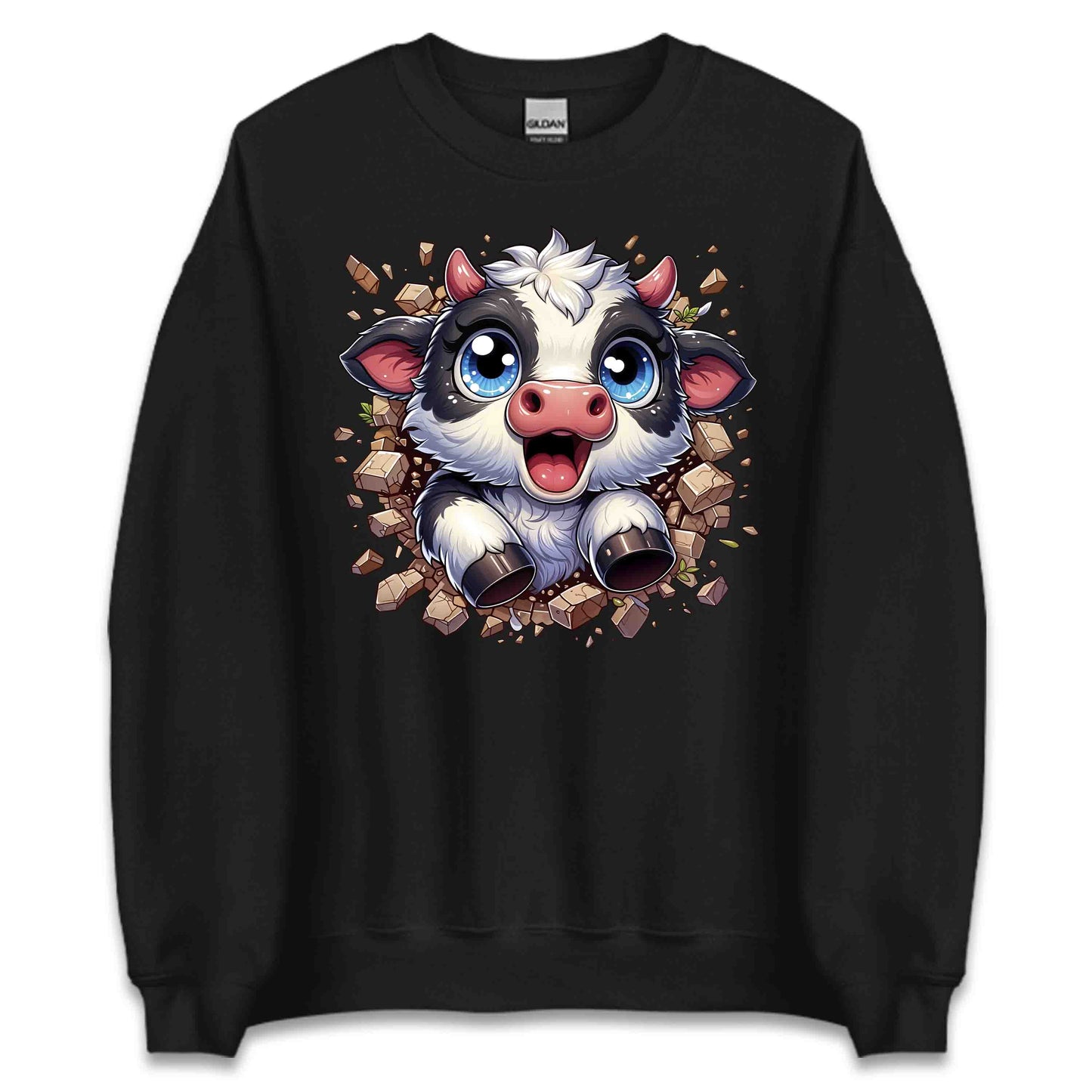 Adorable Cow Breaking Through Wall  3D Realistic Kawaii Cow Lover | PRODUCT CODE: ADBCWOBRKICD