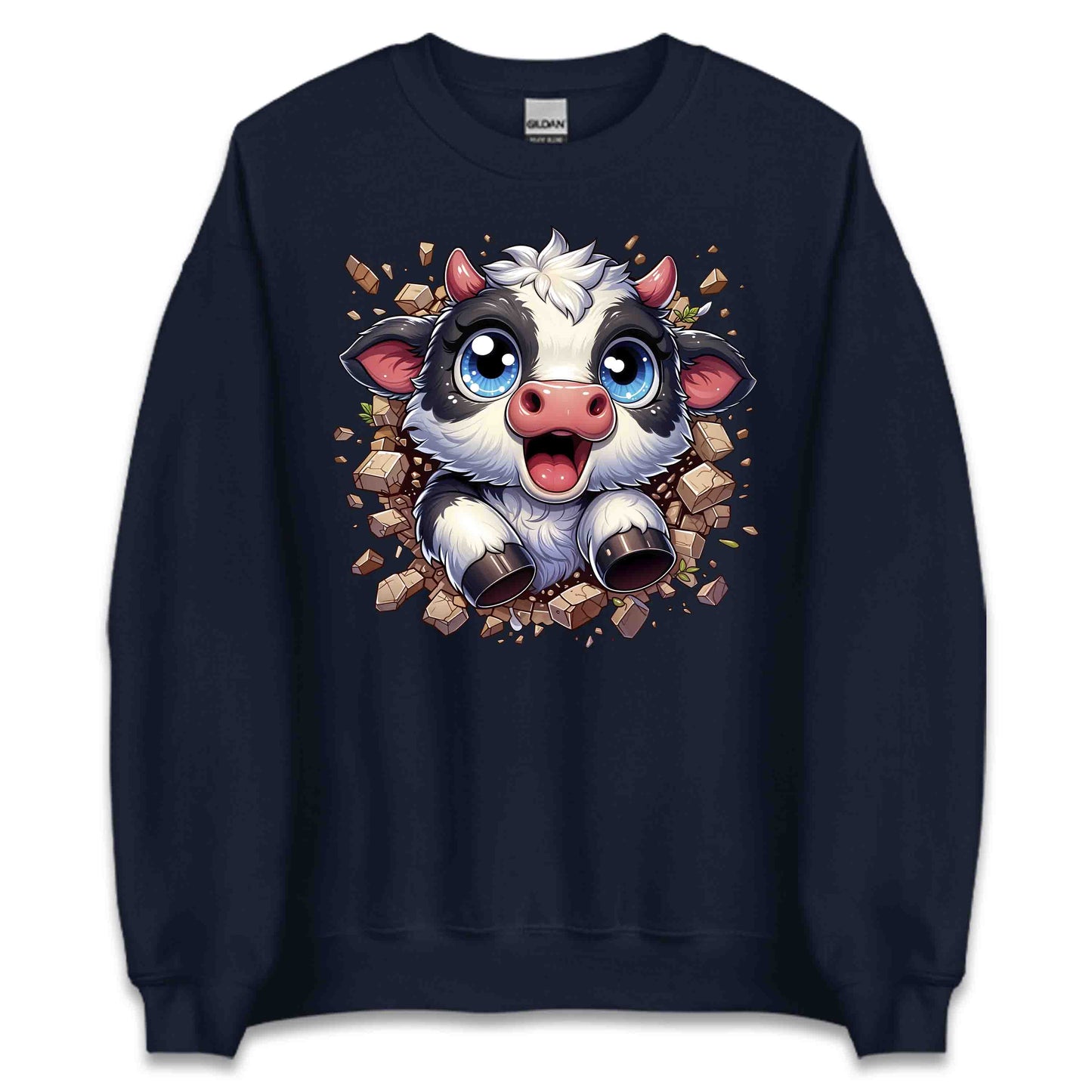 Adorable Cow Breaking Through Wall  3D Realistic Kawaii Cow Lover | PRODUCT CODE: ADBCWOBRKICD