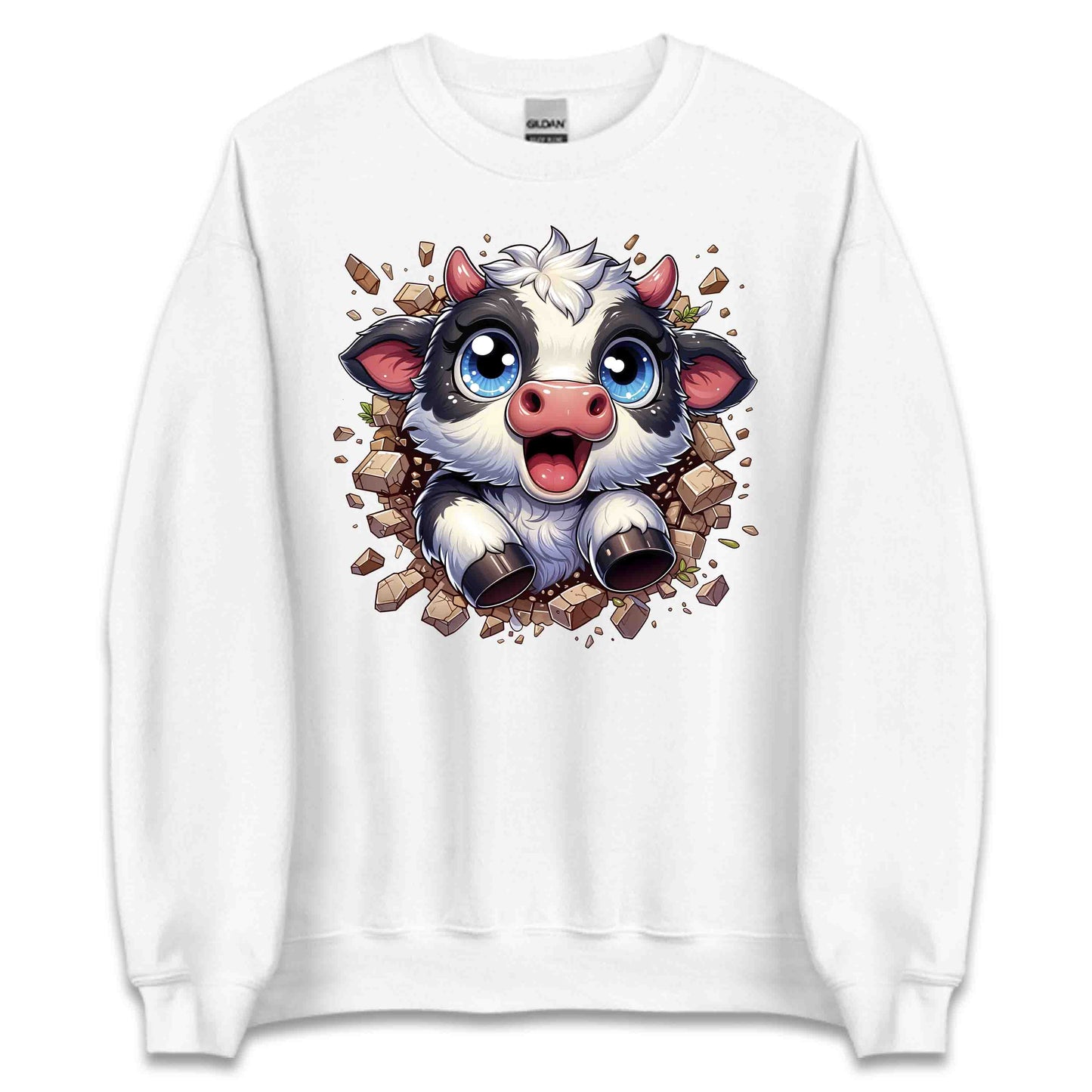 Adorable Cow Breaking Through Wall  3D Realistic Kawaii Cow Lover | PRODUCT CODE: ADBCWOBRKICD