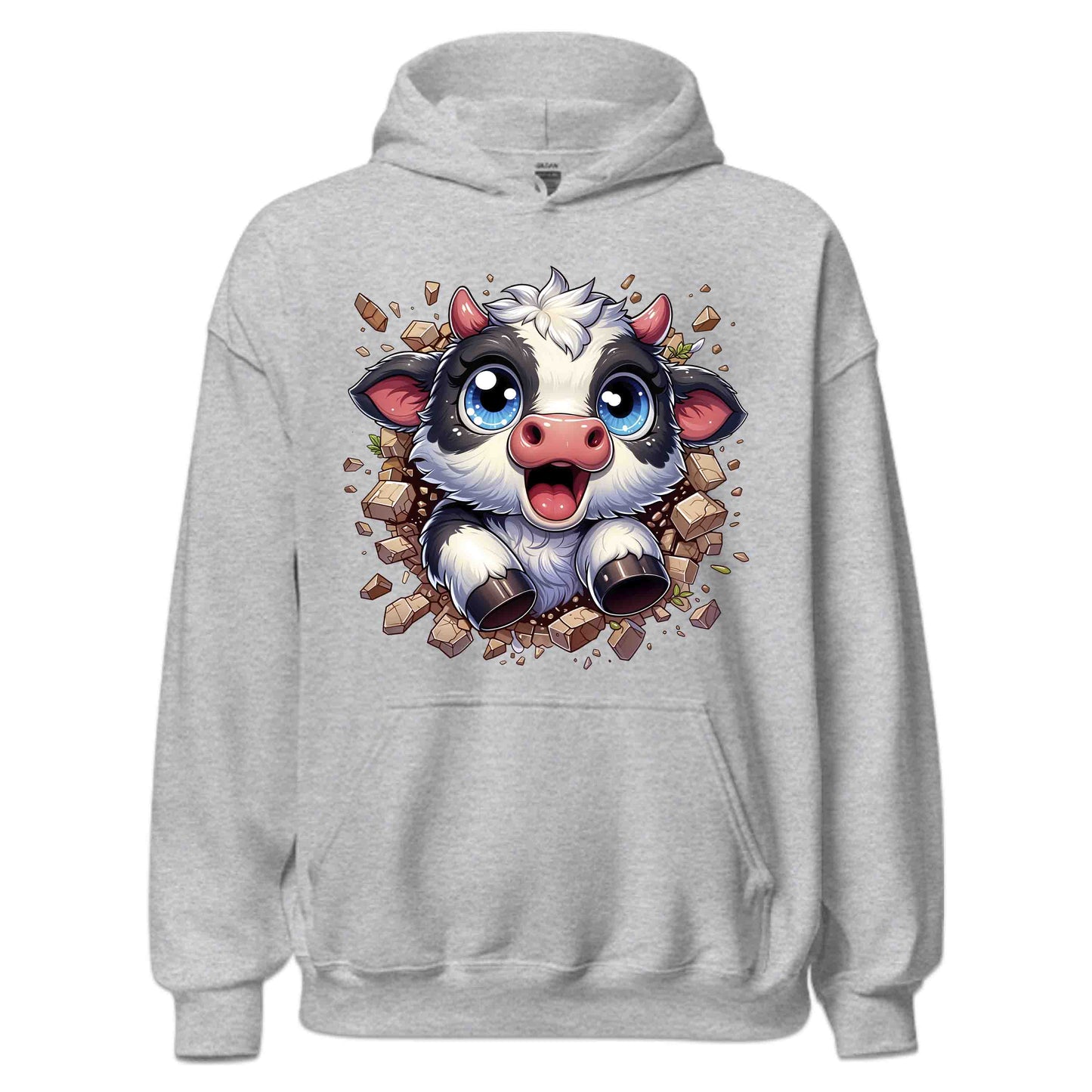 Adorable Cow Breaking Through Wall  3D Realistic Kawaii Cow Lover | PRODUCT CODE: ADBCWOBRKICD