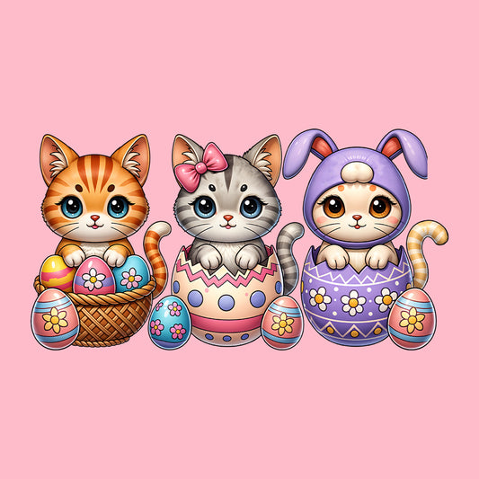 Adorable Easter Cats Cute Kittens in Bunny Costumes Pastel Eggs | PRODUCT CODE: ADBLRESCTKNB