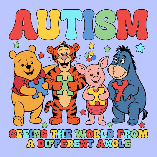 Winnie the Pooh & Friends T-Shirt | Pooh Piglet Tigger & Eeyore Jumper | Autism Awareness Hoodie | PRODUCT CODE: AEJWHQNPHOF