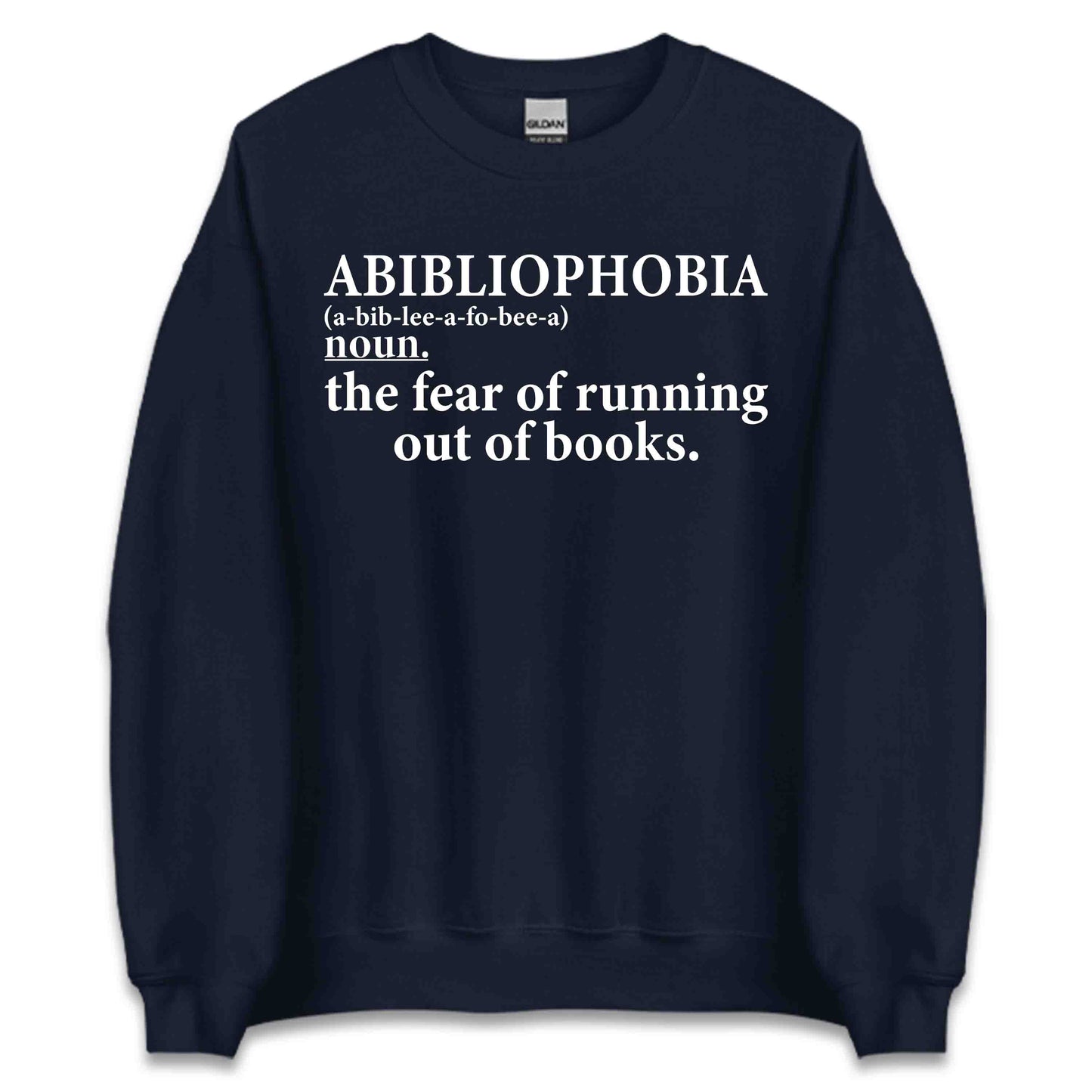 Abibliophobia Definition Funny Book Lover Reading Addict Bibliophile Gift | PRODUCT CODE: AJHIUWECBYAK
