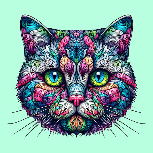 Psychedelic Colorful American Shorthair Cat | PRODUCT CODE: AMRCNSHRTP