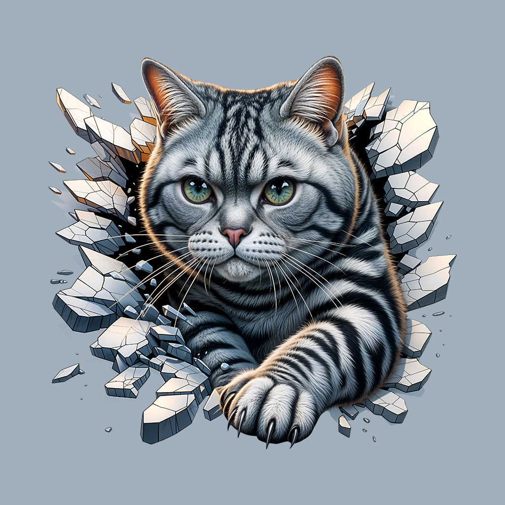 American Shorthair Cat Breaking Through Wall 3D Realistic Cat | PRODUCT CODE: AMRCNSHTWLBR