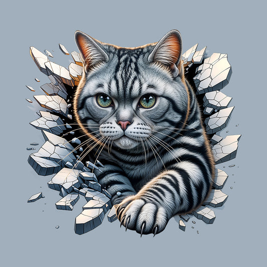 American Shorthair Cat Breaking Through Wall 3D Realistic Cat | PRODUCT CODE: AMRCNSHTWLBR