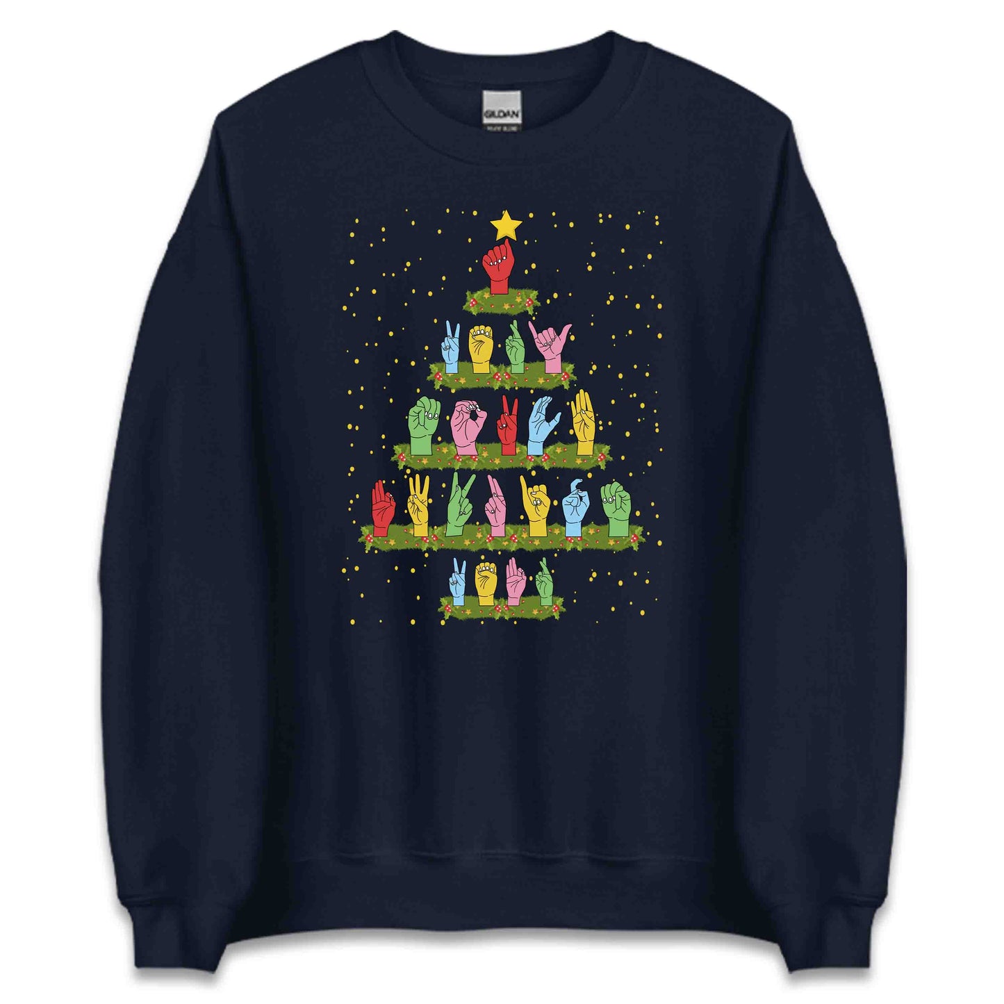 ASL Christmas Tree Hand Signs Language Xmas Deaf Awareness | PRODUCT CODE: AMRCSNGLCHT